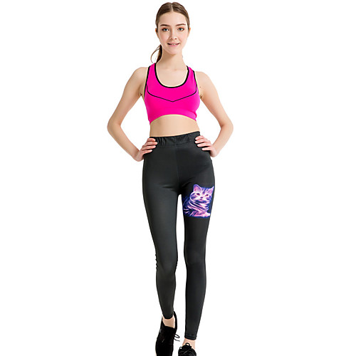 

Women's Sports / Yoga Sporty / Basic Legging - Print, Print Mid Waist Black One-Size