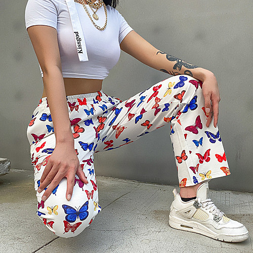 

Women's Sporty Sweatpants Pants - 3D Print White S M L
