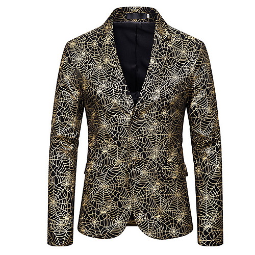 

Men's Blazer Notch Lapel Polyester Gold / Silver