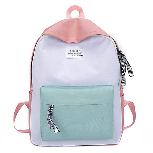 

Large Capacity Polyester Oxford Zipper Commuter Backpack Color Block Daily Yellow / Blushing Pink / Green
