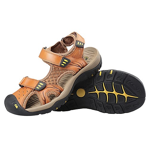 

Men's PU Summer Sandals Non-slipping Khaki / Brown / Black