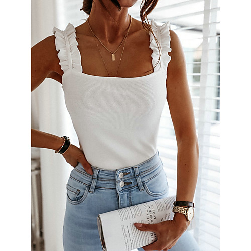 

Women's Solid Colored Backless Lace Trims Blouse Basic Daily Off Shoulder Strap White / Black / Khaki