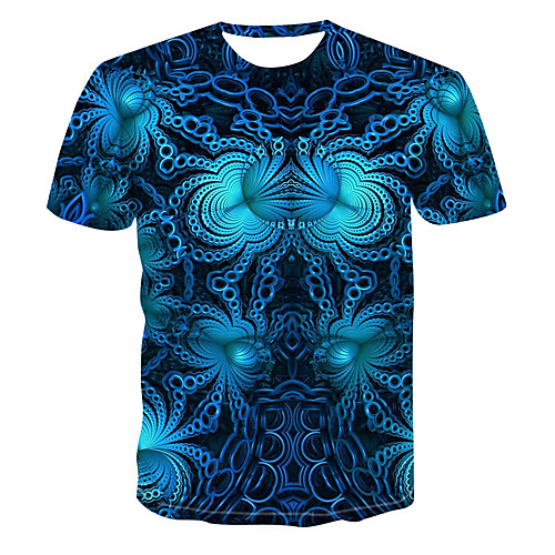 

Men's Club Weekend Street chic / Punk & Gothic T-shirt - Color Block / 3D / Visual Deception Print Navy Blue