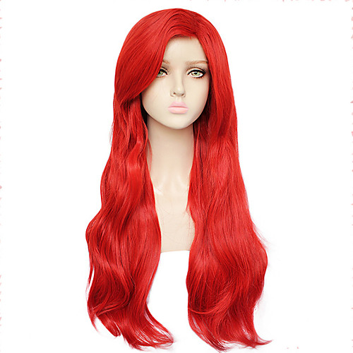 

Ariel Cosplay Wigs Women's Side bangs 26 inch Heat Resistant Fiber Wavy Red Red Anime