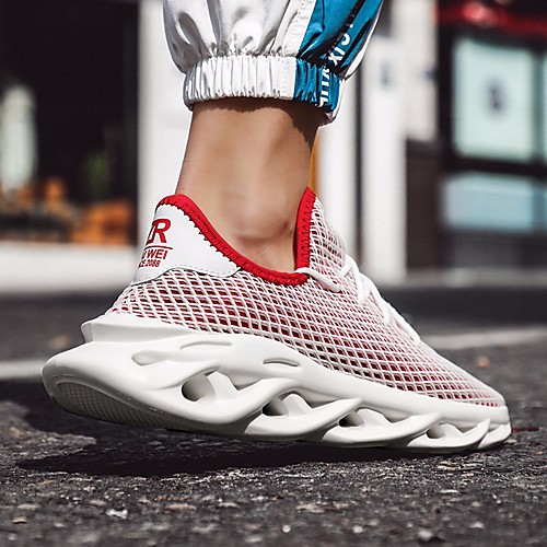 

Men's Elastic Fabric Spring & Summer Sporty Loafers & Slip-Ons Walking Shoes Breathable Light Red / White / Black