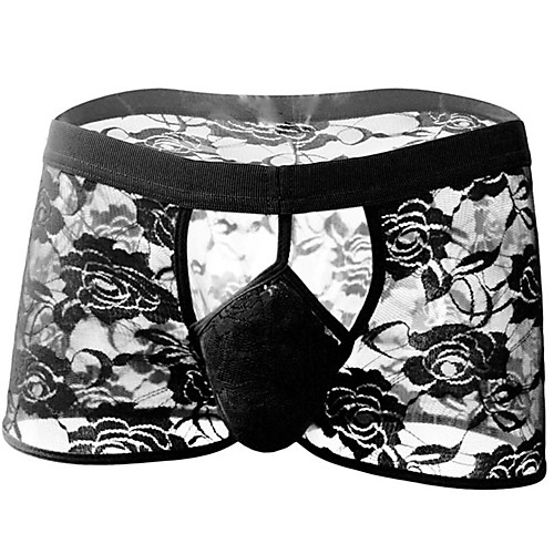 

Men's Lace / Cut Out Boxers Underwear - Normal Low Waist Blushing Pink Red White One-Size