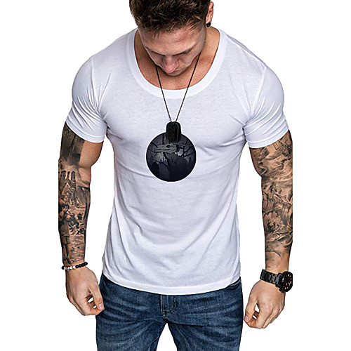 

Men's Daily Sports Business / Basic T-shirt - Solid Colored / Portrait Black & White, Print Yellow