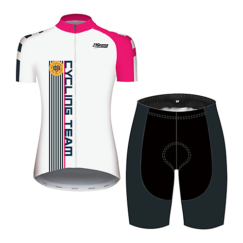 

21Grams Women's Short Sleeve Cycling Jersey with Shorts Black / White Stripes Bike Clothing Suit Breathable Quick Dry Ultraviolet Resistant Sweat-wicking Sports Solid Color Mountain Bike MTB Road