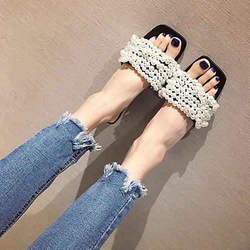 

Women's Slippers & Flip-Flops Low Heel Open Toe Synthetics Summer Champagne / Black / Beige