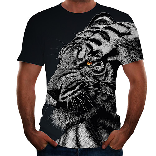 

Men's Going out Weekend Basic T-shirt - Color Block / 3D / Animal Gray