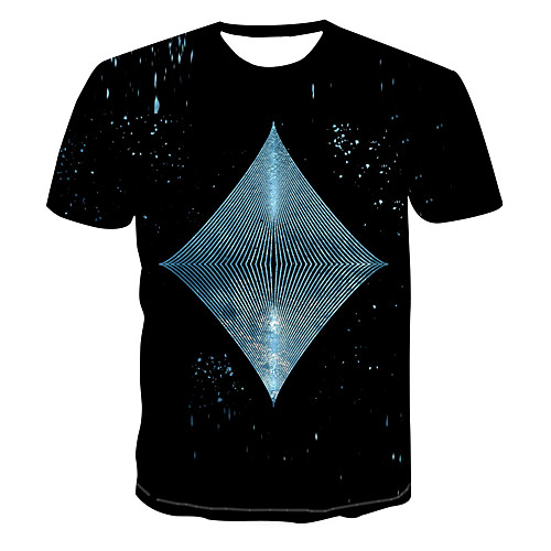 

Men's Color Block 3D Print T-shirt Street chic Punk & Gothic Club Weekend Round Neck Black / Short Sleeve