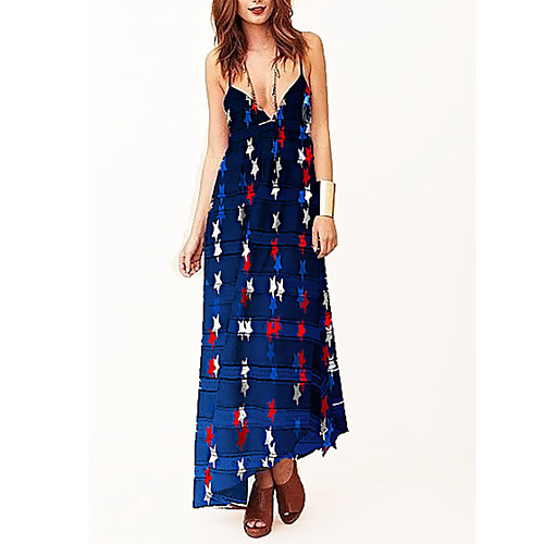 

Women's Blue Dress Shift Print M L