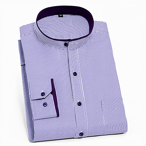 

Men's Daily Work Business Shirt - Striped Purple