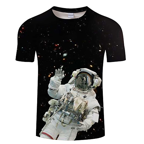 

Men's Daily Going out Exaggerated T-shirt - Galaxy / 3D / Portrait Print Black