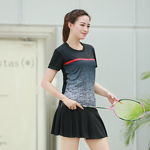 

Women's Skirt Tee / T-shirt Clothing Suit Short Sleeve Tennis Badminton Table Tennis Sports Outdoor Summer / High Elasticity / Quick Dry / Breathable / Color Gradient