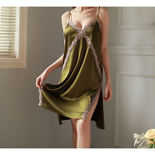 

Women's Lace / Backless / Cut Out Suits Nightwear Jacquard / Solid Colored Green White One-Size