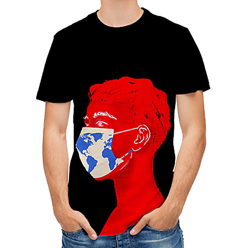 

Men's Daily Club Rock / Street chic T-shirt - Color Block / 3D / Abstract Print Black