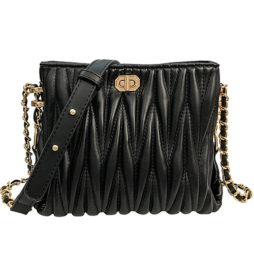 

Women's Zipper / Chain PU Crossbody Bag Solid Color Black
