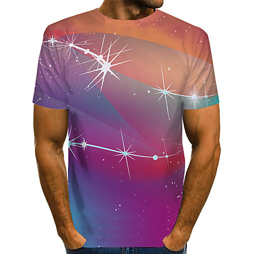 

Men's Daily Basic T-shirt - Color Block / 3D Print Purple