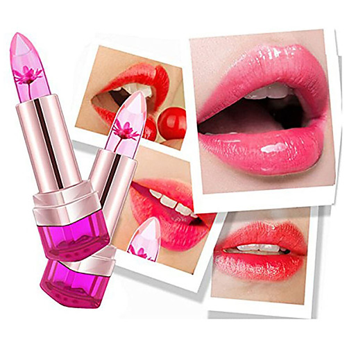 

MEILINDS Women Makeup Lipstick Contains Real Flowers Temperature Changed Lip Balm Stick Long-lasting Moisturizer Gloss 3PCS