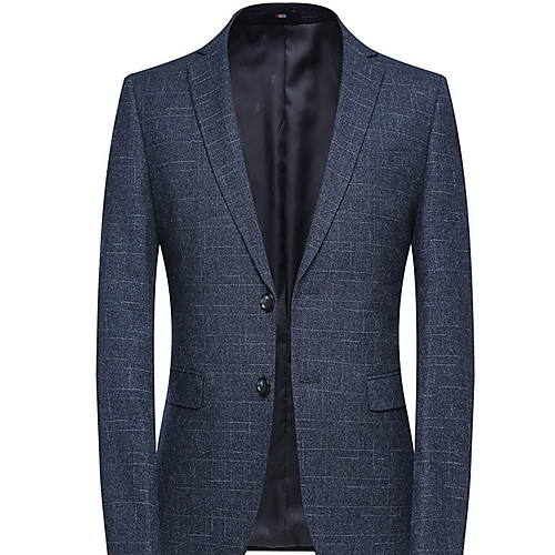 

Men's Blazer Notch Lapel Polyester Blue
