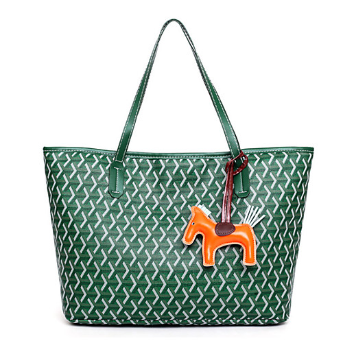 

Women's Polyester / PU Top Handle Bag Geometric Pattern Yellow / Green / Blue
