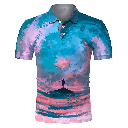 

Men's Club Weekend Rock / Exaggerated Polo - Galaxy / Color Block / 3D Print Rainbow