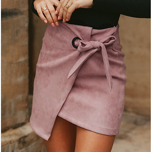 

Women's Bodycon Skirts - Solid Colored Blushing Pink Black S M L