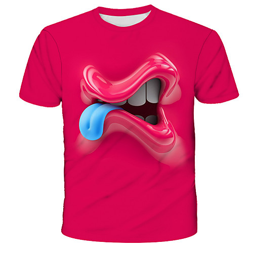 

Men's Daily Holiday Street chic / Exaggerated T-shirt - 3D / Tie Dye / Animal Wolf, Print Red