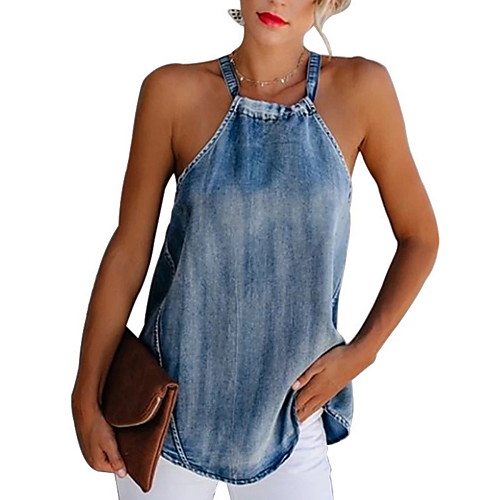 

Women's Daily Tank Top - Solid Colored Blue