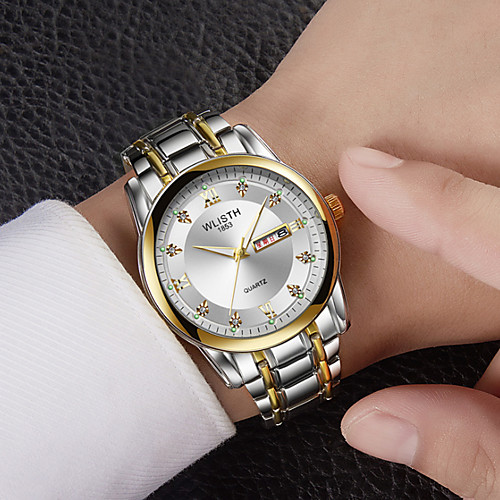 

Men's Steel Band Watches Quartz Formal Style Stylish Stainless Steel Silver 30 m Water Resistant / Waterproof Calendar / date / day Noctilucent Analog Classic Elegant - BlackGloden Gold Silver Two
