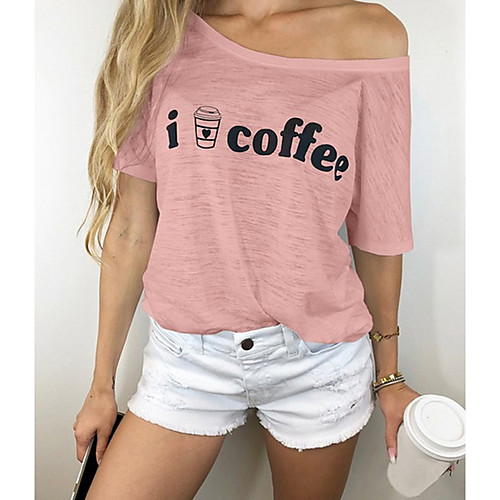 

Women's Daily T-shirt - Letter Blushing Pink