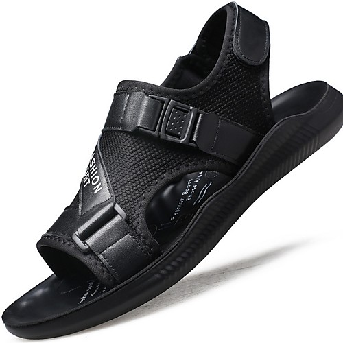

Men's Cowhide Summer Sandals Non-slipping Black