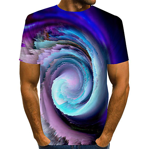 

Men's Plus Size 3D Graphic Print T-shirt Basic Street chic Daily Going out Round Neck Purple / Short Sleeve