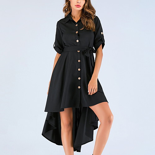 

Women's Black Dress Shirt Solid Color S M