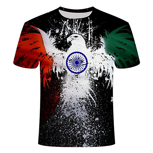 

Men's Daily Going out Basic T-shirt - Color Block / 3D / Graphic Print Black