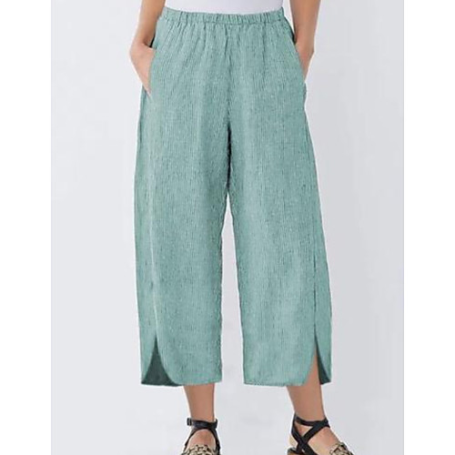

Women's Sporty Wide Leg Pants - Solid Colored Wine Blushing Pink Green S M L