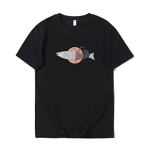 

Men's Daily Sports Business / Basic T-shirt - Animal / Cartoon Black & White, Print White