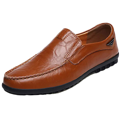 

Men's Cowhide / PU Spring & Summer Casual Loafers & Slip-Ons Non-slipping Light Brown / Dark Brown / Brown
