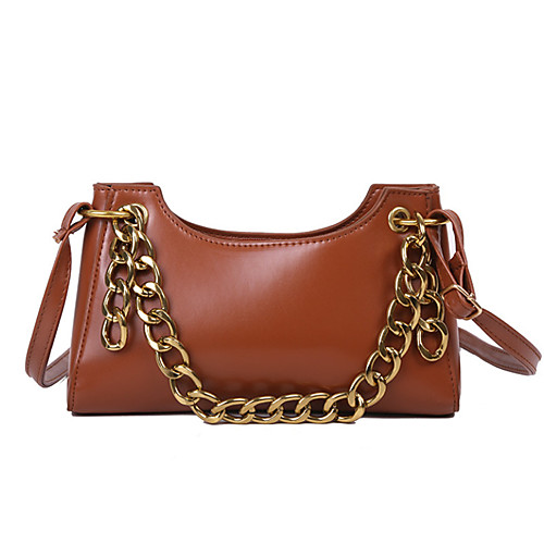 

Women's Chain Polyester / PU Crossbody Bag Solid Color Dark Brown / Khaki / Brown