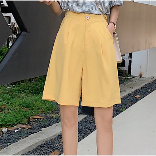 

Women's Basic Shorts Pants - Solid Colored Yellow Orange Blue S M L