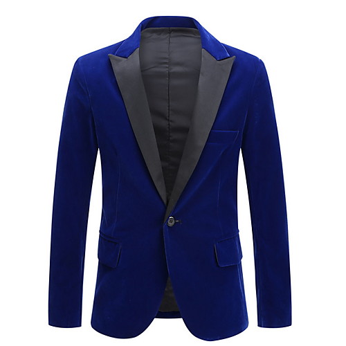 

Men's Blazer Notch Lapel Polyester Wine / Blue / Black
