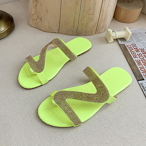 

Women's Slippers & Flip-Flops 2020 Flat Heel Open Toe PU Casual / Minimalism Spring & Fall / Spring & Summer Fuchsia / Green / Blue