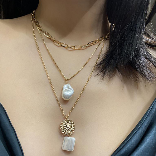 

Women's Pendant Necklace Necklace Classic Lucky Elegant Vintage Trendy Fashion Imitation Pearl Chrome Gold 57 cm Necklace Jewelry 3pcs For Party Evening Prom Street Birthday Party Festival