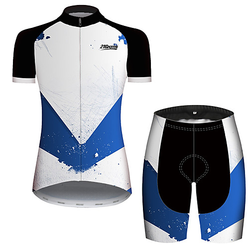 

21Grams Women's Short Sleeve Cycling Jersey with Shorts Black / White Patchwork Geometic Bike Clothing Suit Breathable Quick Dry Ultraviolet Resistant Sweat-wicking Sports Solid Color Mountain Bike