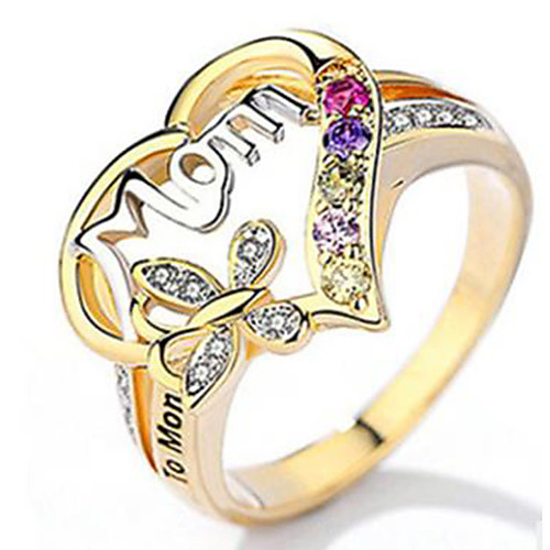 

Women's Ring Belle Ring AAA Cubic Zirconia 1pc Yellow Copper Silver-Plated Irregular Statement Luxury Party Evening Gift Jewelry Geometrical Heart Wearable