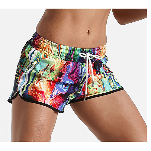 

Women's Sporty Shorts Pants - Print / Geometric Pattern Dusty Blue, Patchwork / Print Blue Black Rainbow S M L