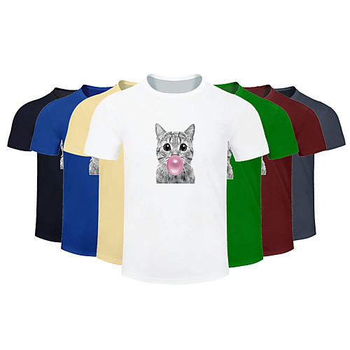 

Men's Women's Cotton Running T-Shirt Workout Shirt Round Neck Running Active Training Jogging Breathable Quick Dry Moisture Wicking Sportswear Cat Plus Size Tee / T-shirt Top Short Sleeve Activewear