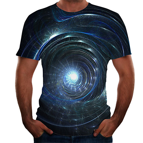 

Men's Daily Basic T-shirt - Color Block / 3D Print Navy Blue