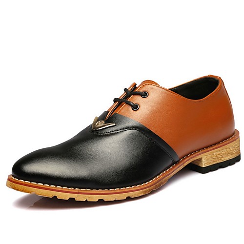 

Men's PU Spring & Summer British Oxfords Color Block Black
